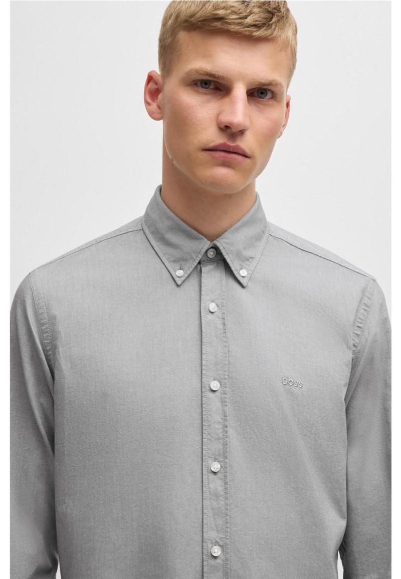 Camisa  Boss regular fit de algodón Oxford con botones.